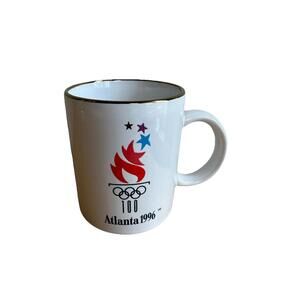 Vintage 1996 Atlanta Olympics Fire Torch Coffee Tea Collector Mug Cup Gold Trim